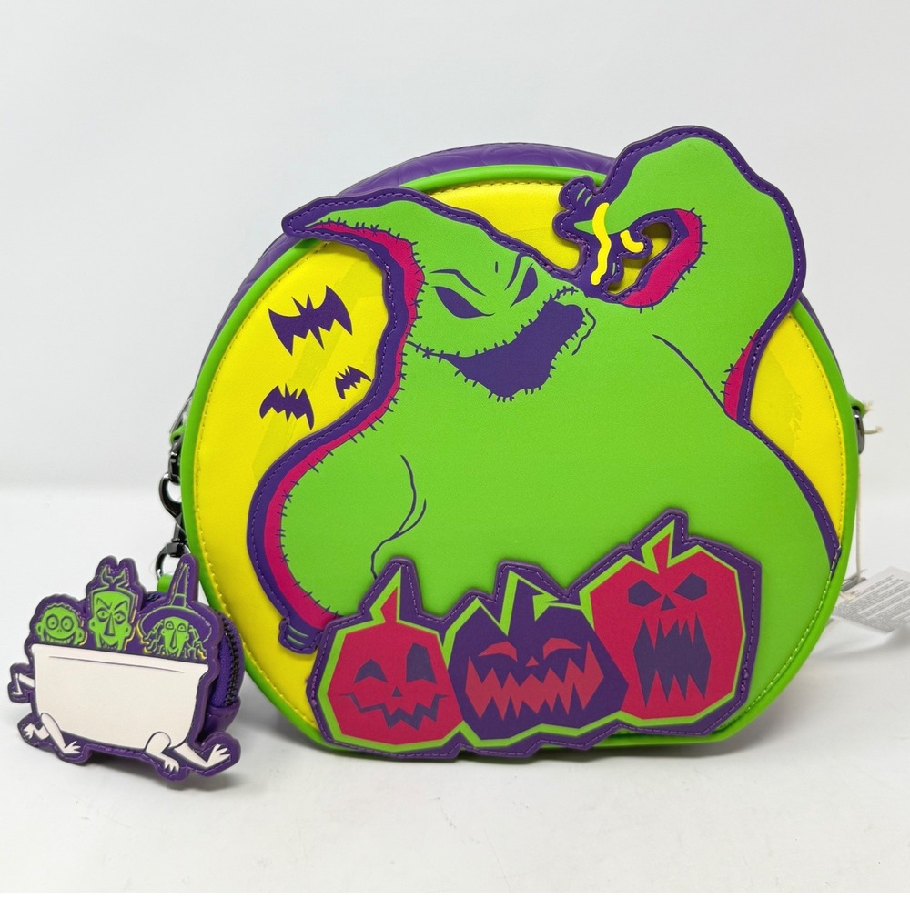 Disney Loungefly Oogie Boogie Bash 2025 Crossbody Glow Purple Green Halloween